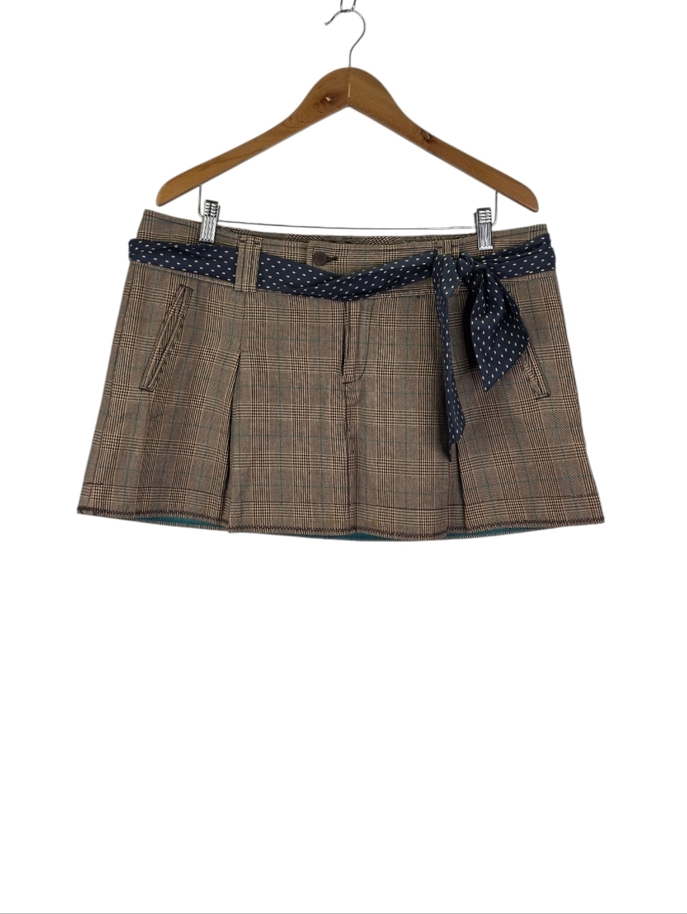 Y2K American Eagle Juniors Size 14 Brown‎ Plaid Mini Pleated Skirt Preppy 2000's